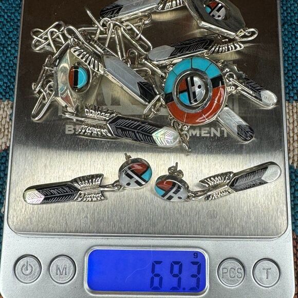 DON DEWA Inlay Necklace with Matching Earrings.....Zuni Native American Made! - Picture 6 of 6